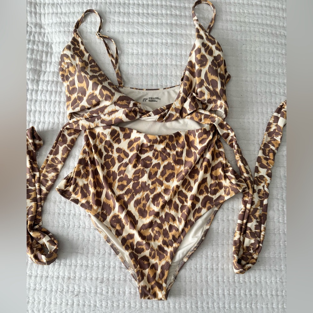 aerie Leopard Print One-Piece Swimsuit